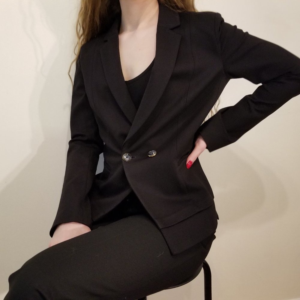 Women's Black Double Button Blazer